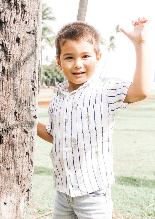 Boy's Hawaiian Shirt Pineapple Print