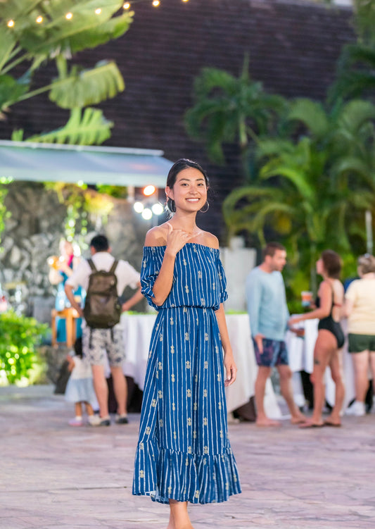 Okika Pineapple Print Hawaiian Dress