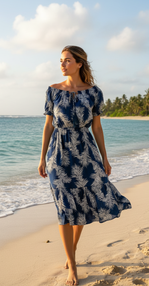 Nalani Tropical Leaves Dress