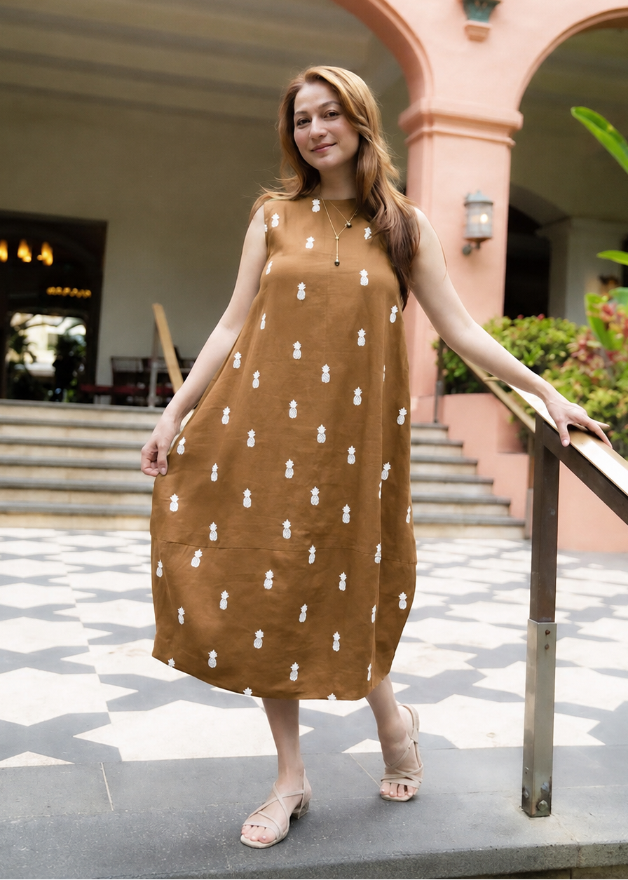 Keoni Pineapple Linen Dress