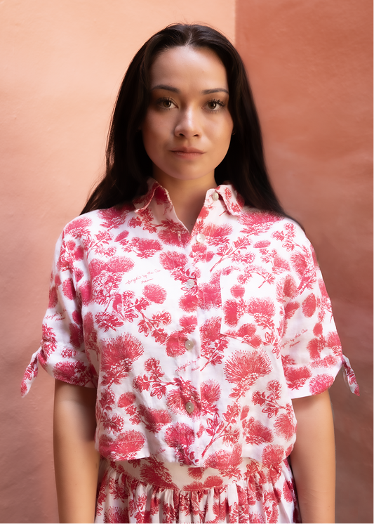 Coco Ohia Lehua Linen Button Shirt