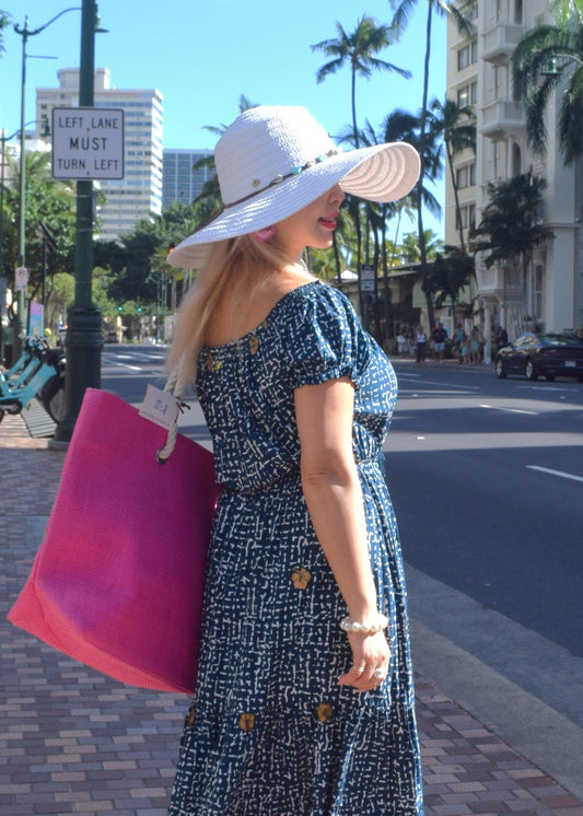 Nalani Golden Hibiscus Hawaiian Dress