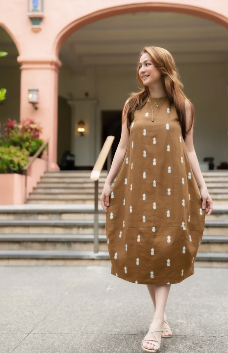 Keoni Pineapple Linen Dress