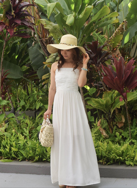 Paka Ruched Front Long Dress with Straps