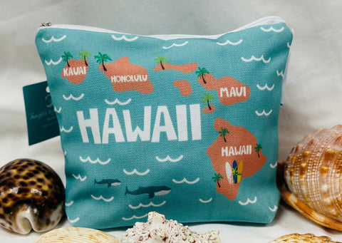 Aloha Pineapple White Hawaiian Zippered Pouch