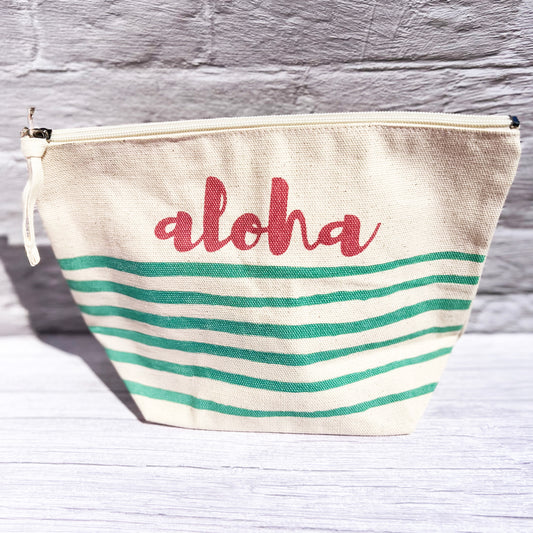 Aloha Stripe Canvas Hawaiian Pouch