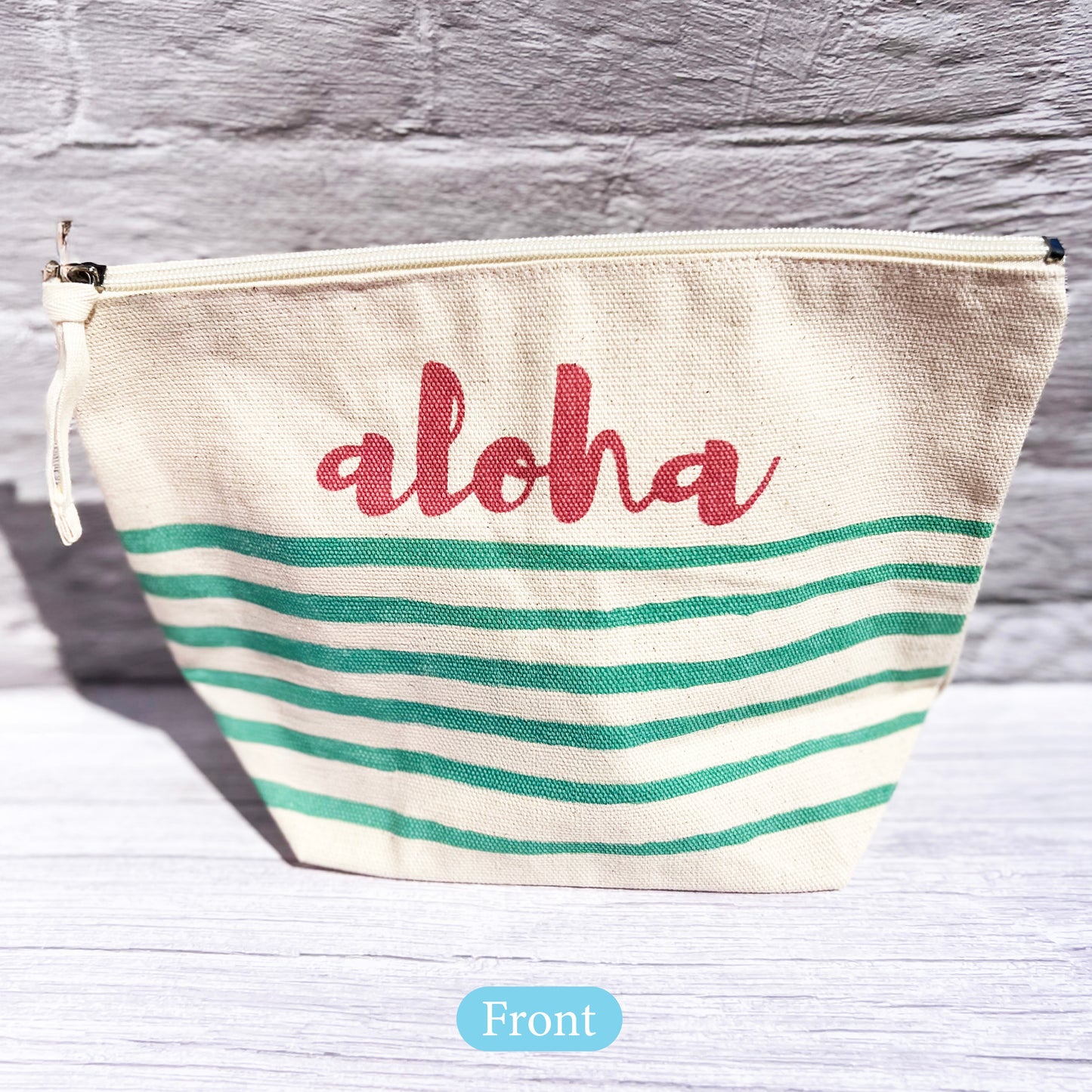 Aloha Stripe Canvas Hawaiian Pouch