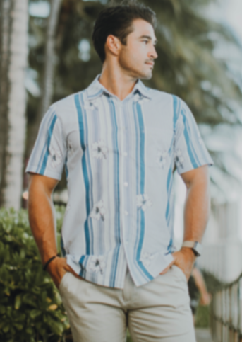 Men's Hawaiian Shirt Hibiscus Blue