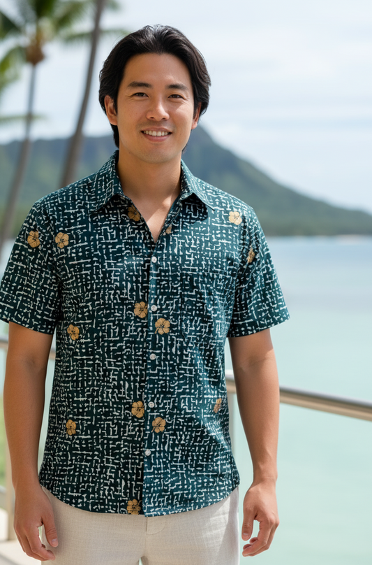 Golden Hibiscus Men's Hawaiian Shirt