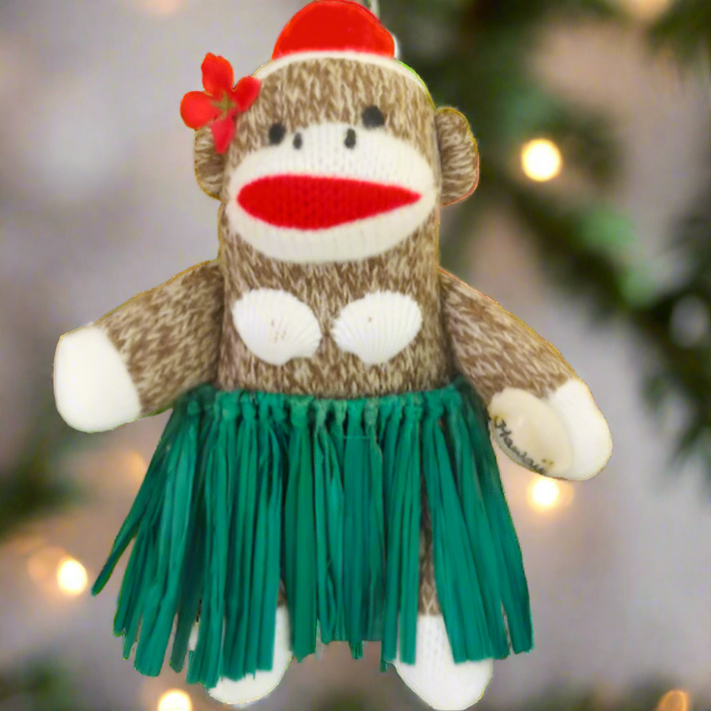 Boy/Girl Sock Monkey/Surf Board Ornament