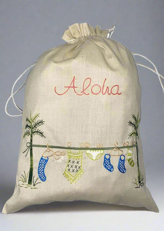 Clothesline Embroidered Travel Sack