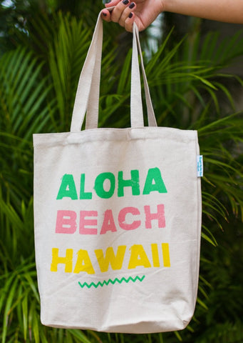 Aloha Stripe Hawaiian Canvas Tote Bag