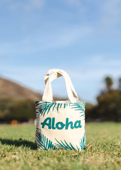 Aloha Pineapple Palm Tree Hawaiian Canvas Tote Bag