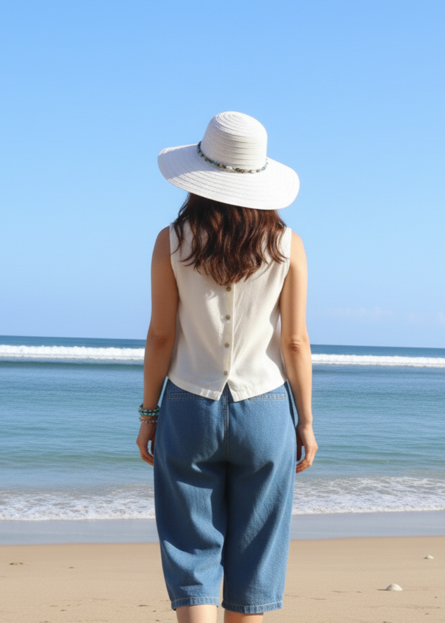 Moku Women's Top w/ Buttoned Back