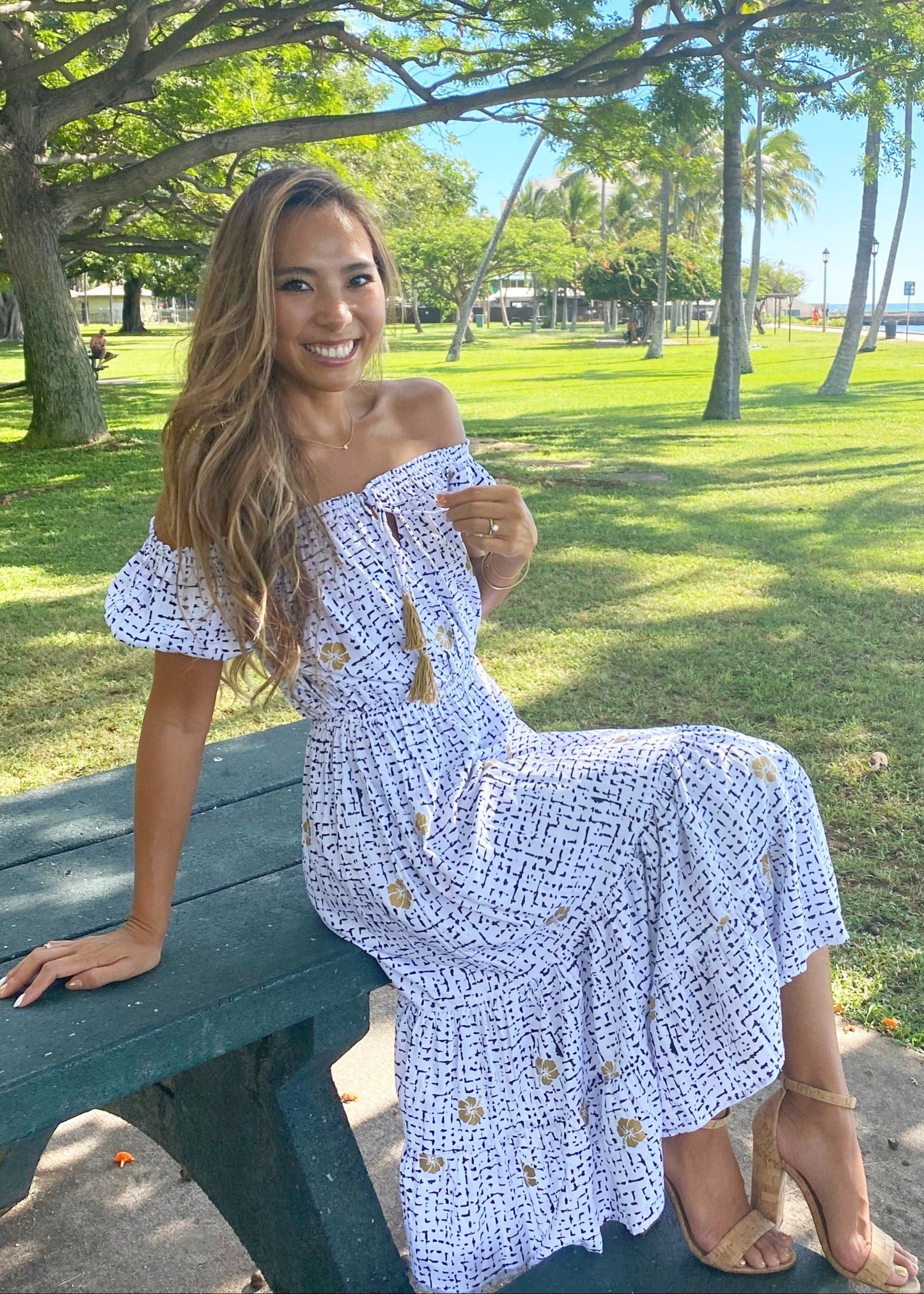 Nalani Golden Hibiscus Hawaiian Dress