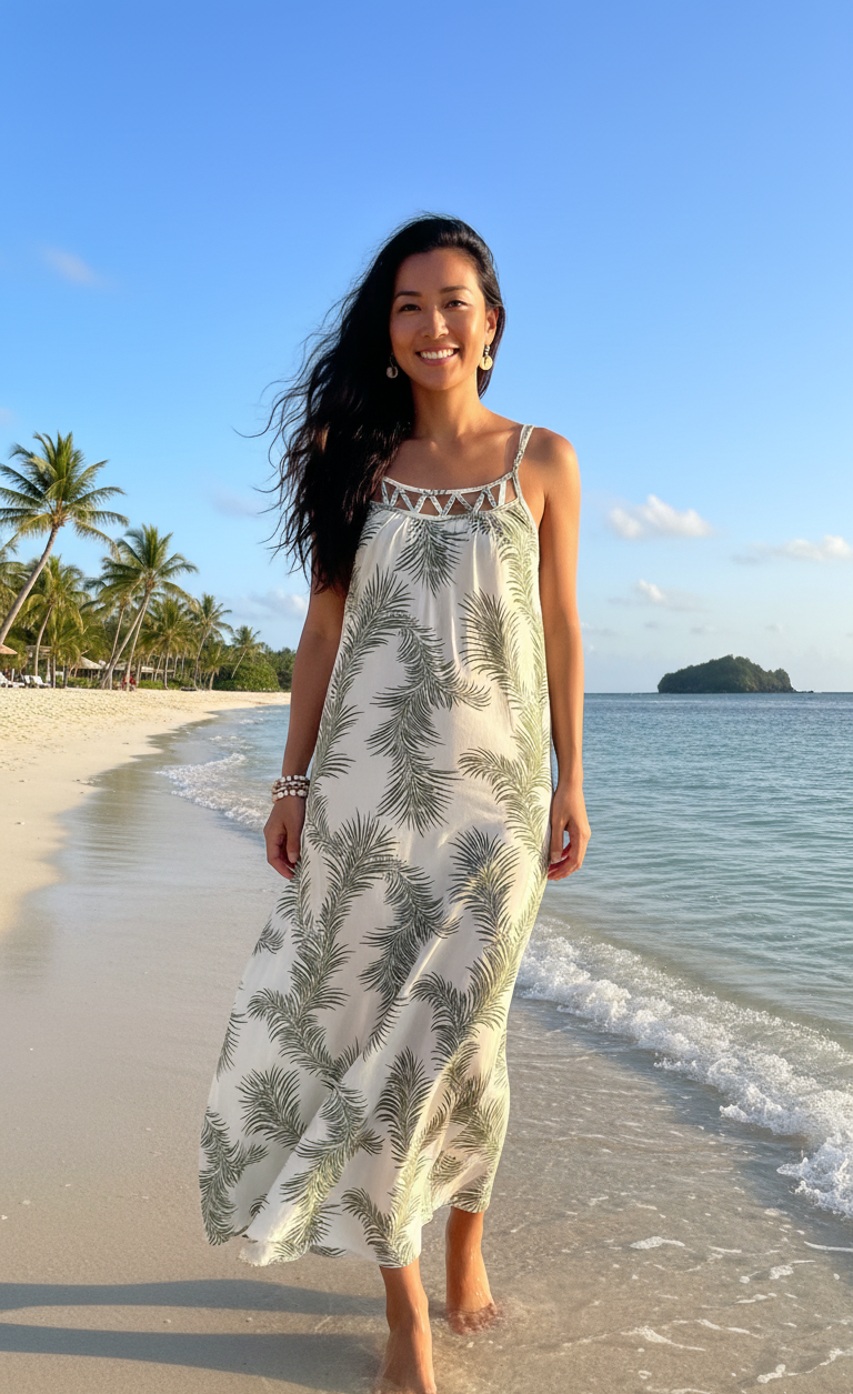 Leilani Dress in Palm Leaves Print