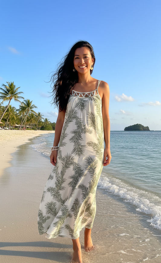Leilani Dress in Palm Leaves Print