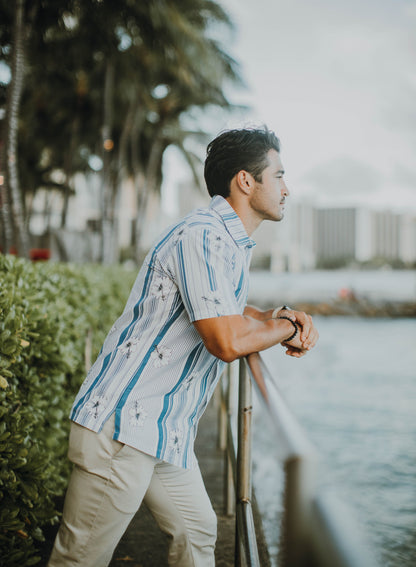 Men's Hawaiian Shirt Hibiscus Blue