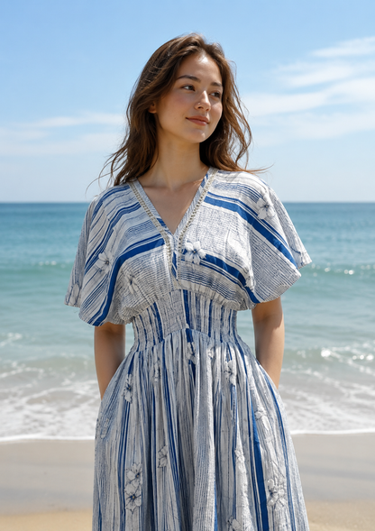 Mele Blue Hibiscus Dress