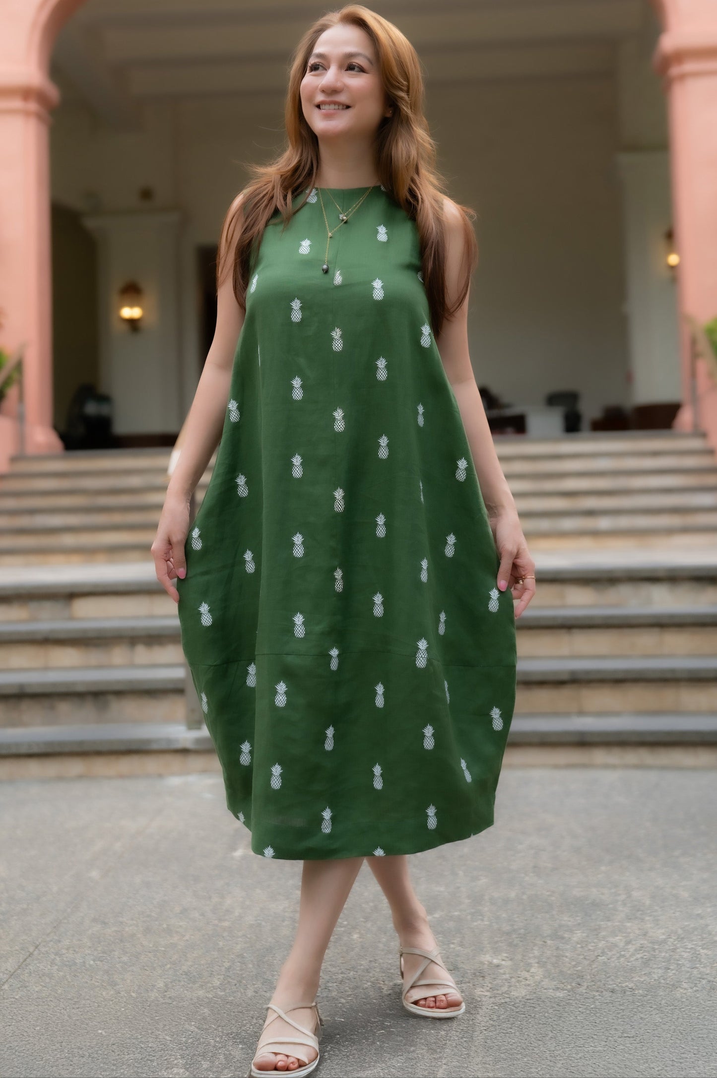 Keoni Pineapple Linen Dress