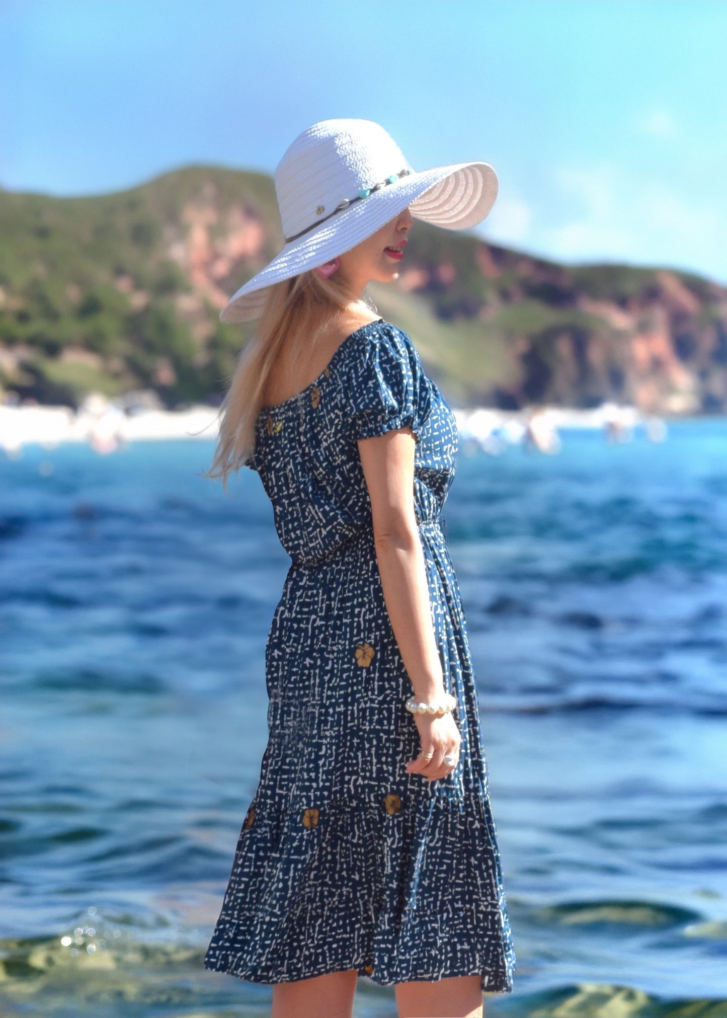 Nalani Golden Hibiscus Hawaiian Dress