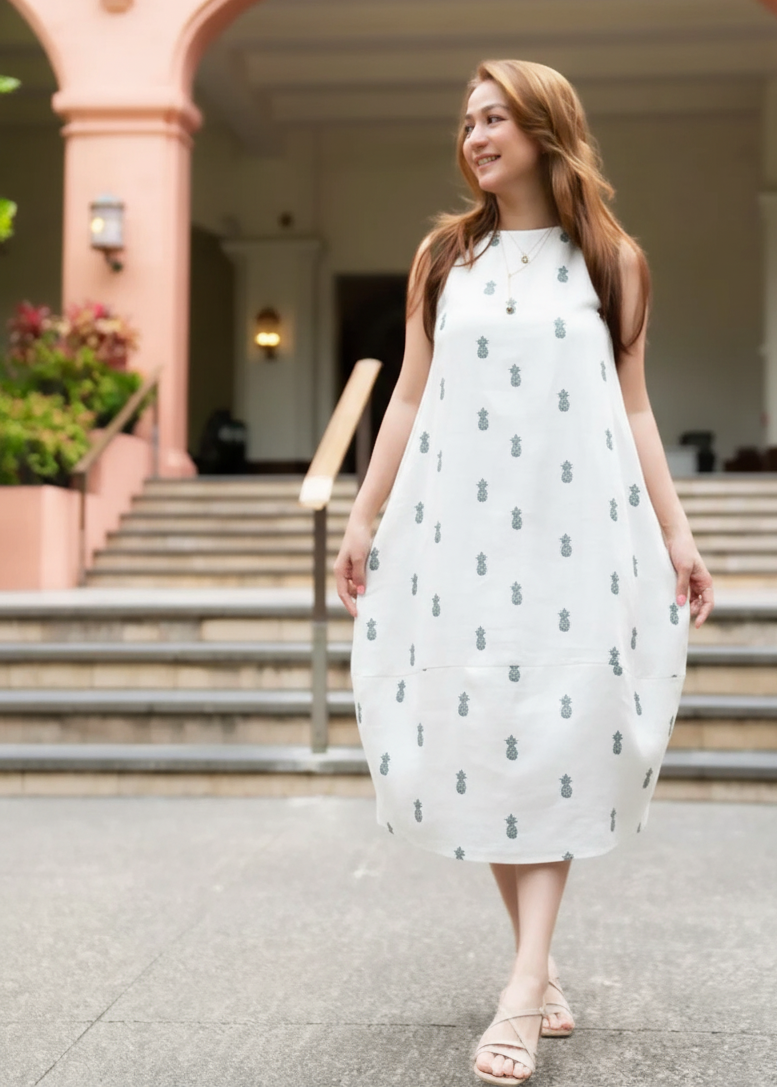 Keoni Pineapple Linen Dress
