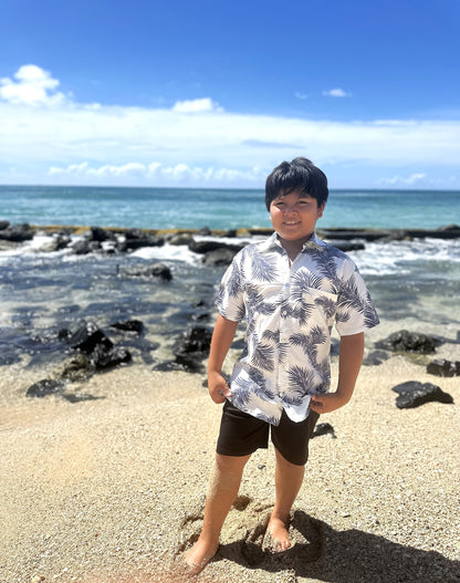 Boy's Hawaiian Shirt In Palm Leaves