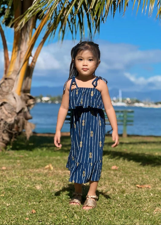 Moana Girl's Dress in Pineapple Print