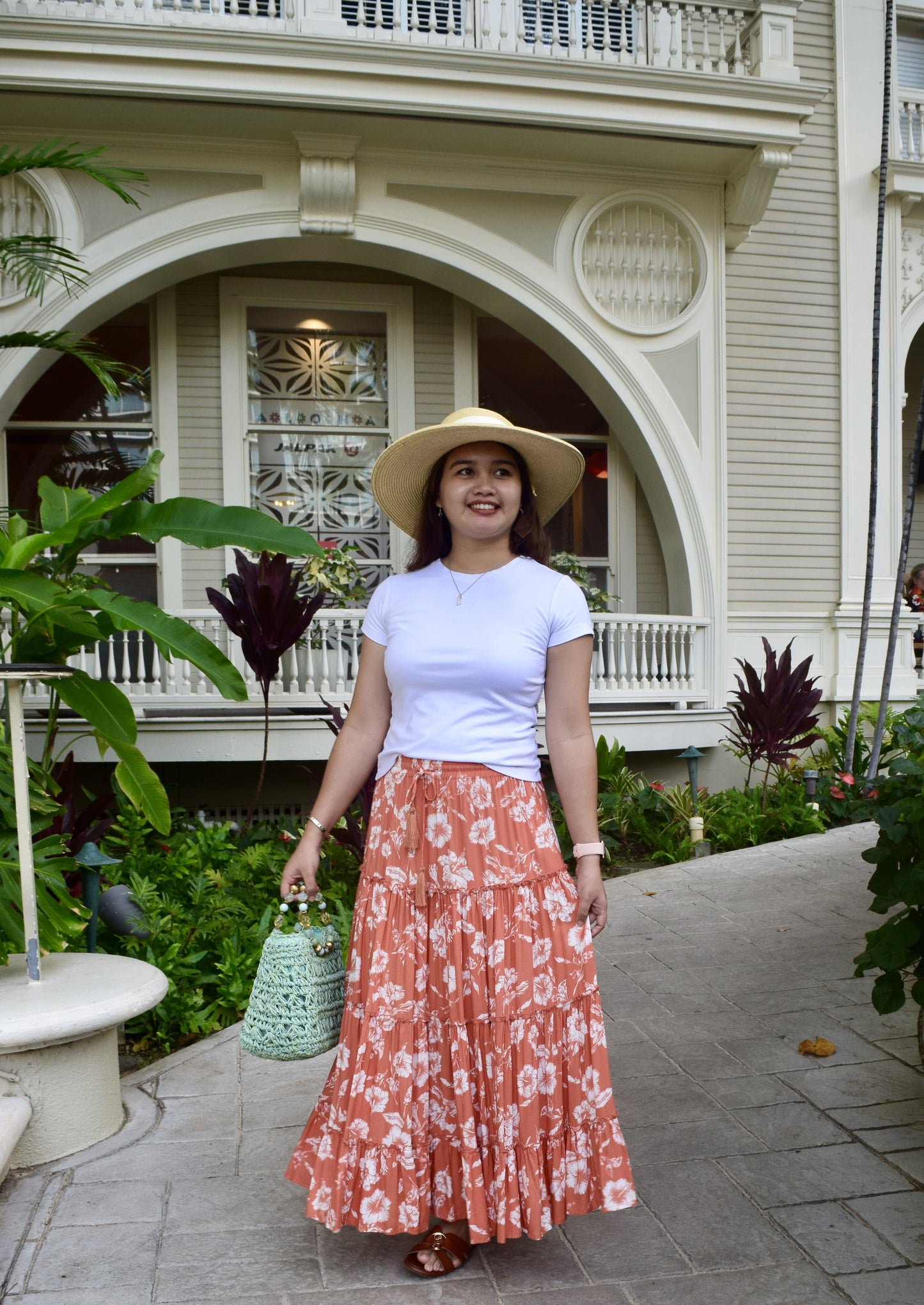 Roa Hibiscus Skirt with Elastic Waist