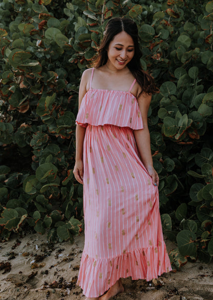 long hawaiian dresses Moana Long Hawaiian Dress Pineapple Print – Angels by the Sea Hawaii