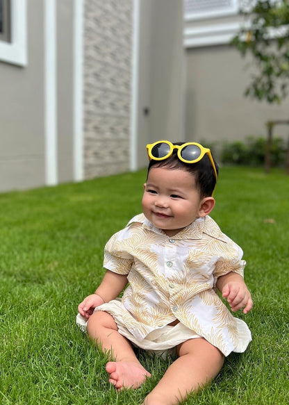 Boy's Hawaiian Shirt In Palm Leaves