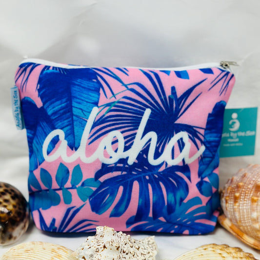 Aloha Leaf Pink Hawaiian Pouch