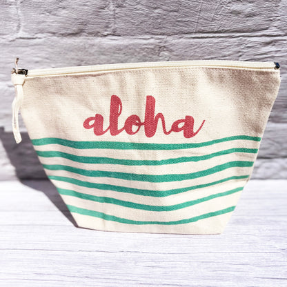 Aloha Stripe Canvas Hawaiian Pouch