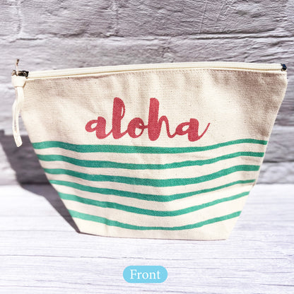 Aloha Stripe Canvas Hawaiian Pouch