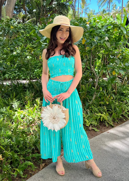 Pineapple Print Wide Hawaiian Pants