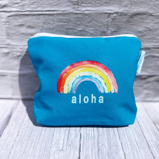 Aloha Rainbow Blue Hawaiian Pouch