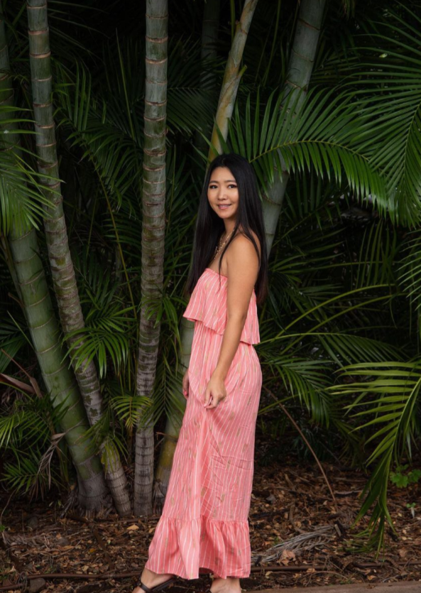 Moana Long Hawaiian Dress Pineapple Print Angels by the Sea Hawaii Moana Long Hawaiian Dress Pineapple Print Angels by the Sea Hawaii