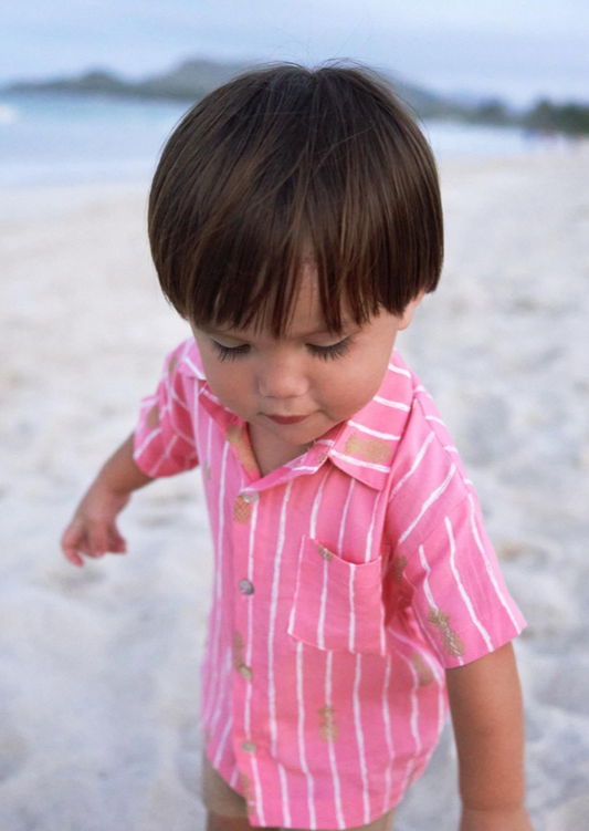 Boy's Hawaiian Shirt Pineapple Print