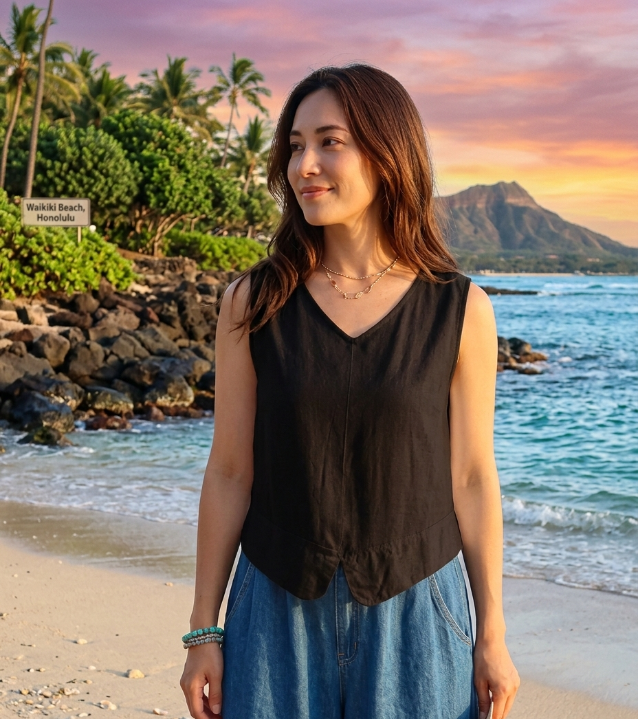 Moku Women's Top w/ Buttoned Back