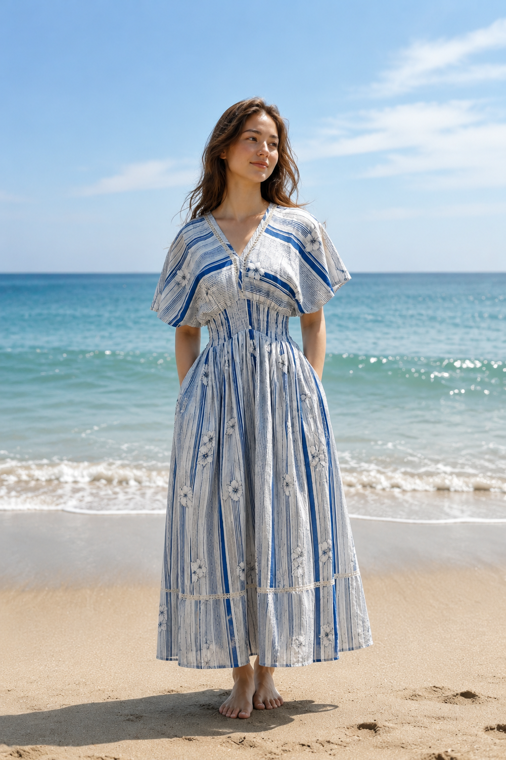 Mele Blue Hibiscus Dress