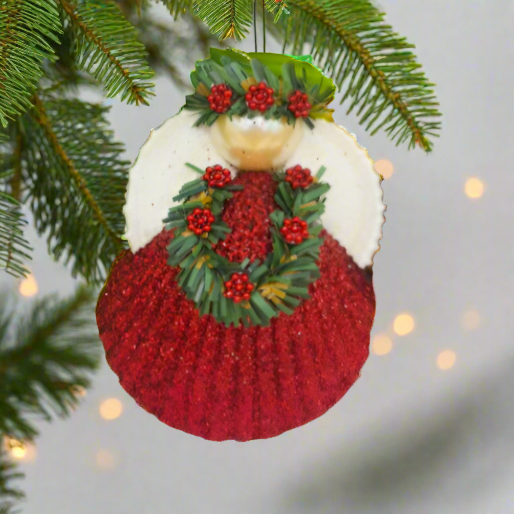 Red Glitter Angel, Colored Glitter Aloha Angel Ornament