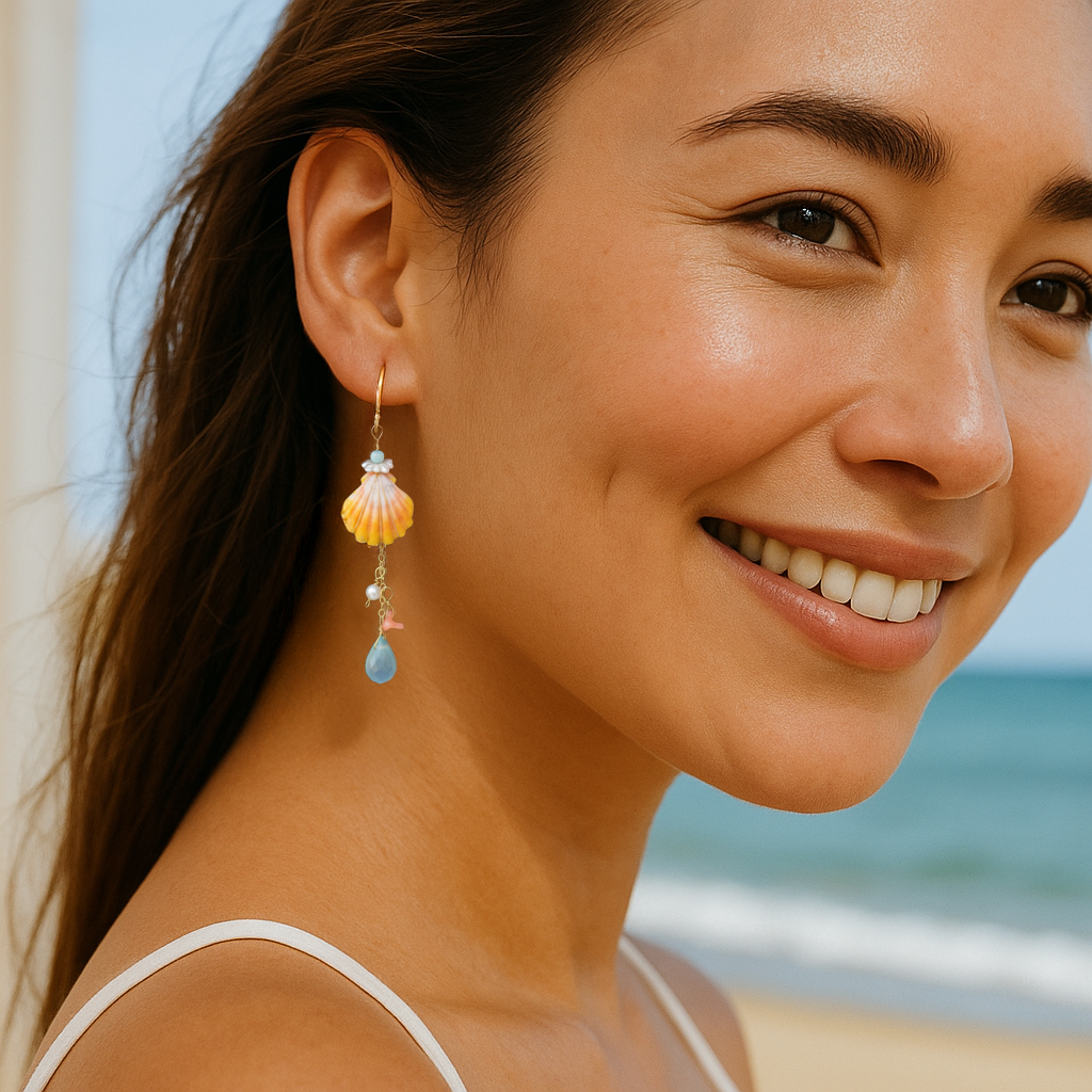 Sunrise Shell Chalcedony Pink Coral Earrings