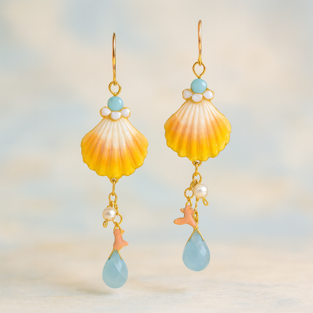 Sunrise Shell Chalcedony Pink Coral Earrings