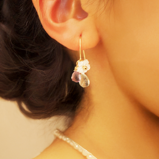 Queen's earring (Amethyst Aquamarine) 14K Gold Filled