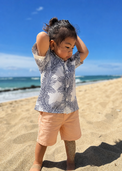 Boy's Hawaiian Shirt In Palm Leaves