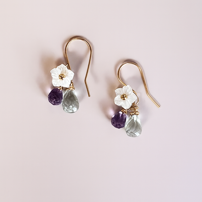 Queen's earring (Amethyst Aquamarine) 14K Gold Filled