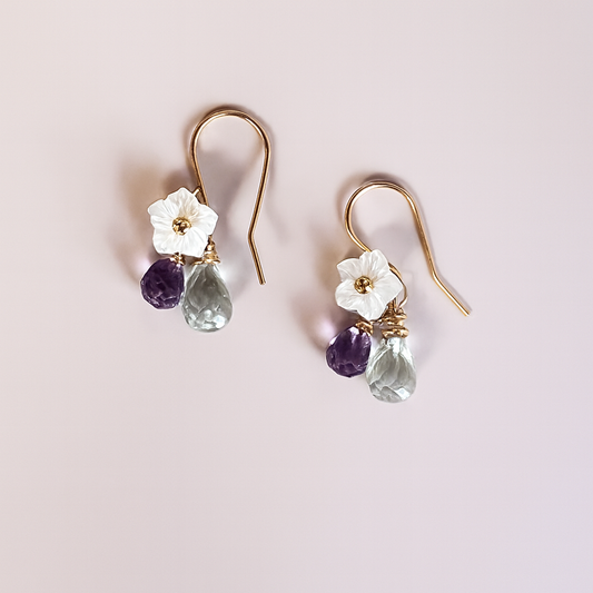 Queen's earring (Amethyst Aquamarine) 14K Gold Filled