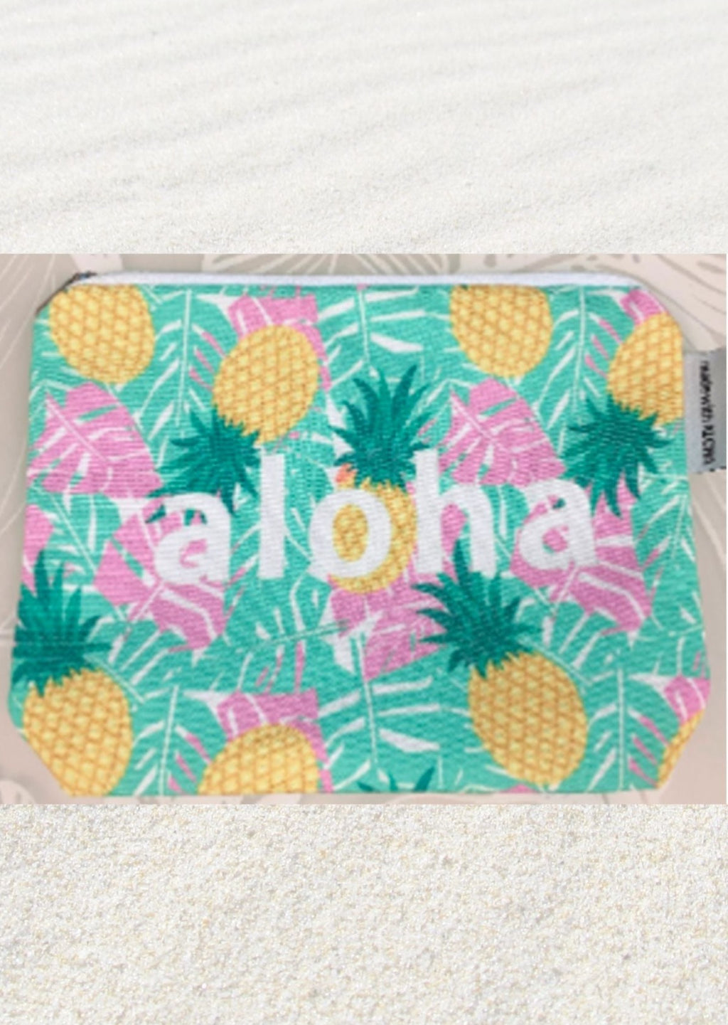 Zippered Pouch with Monstera leaves and Pineapples 