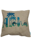 Hemp pillow case with aloha script.