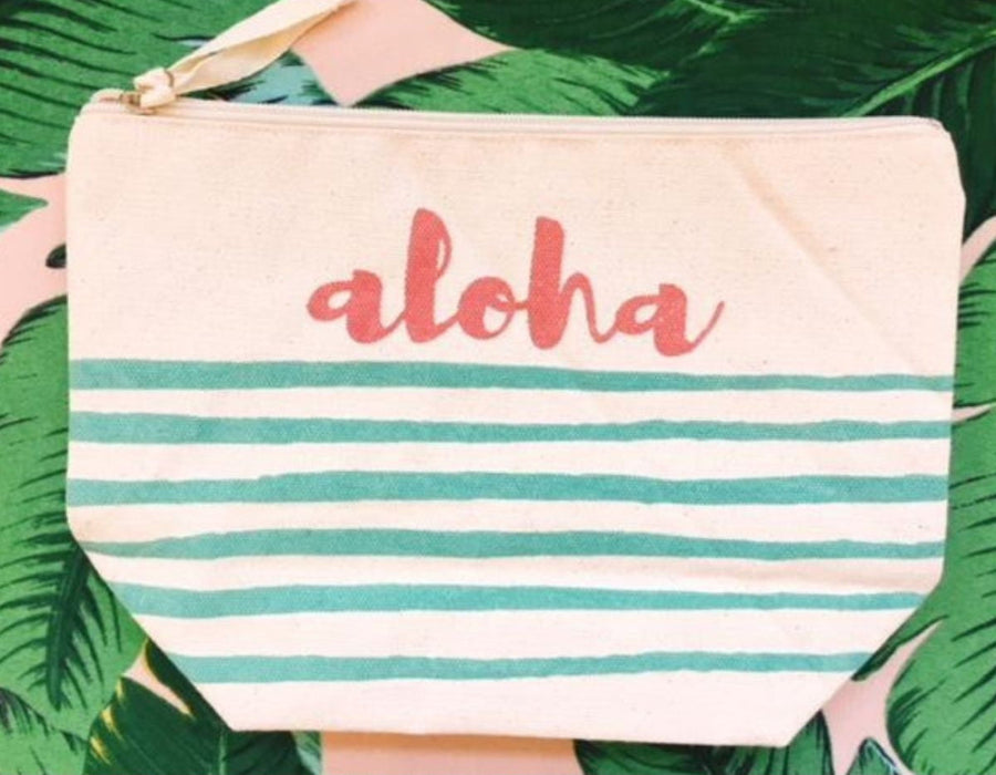Aloha Stripe Canvas Hawaiian Pouch